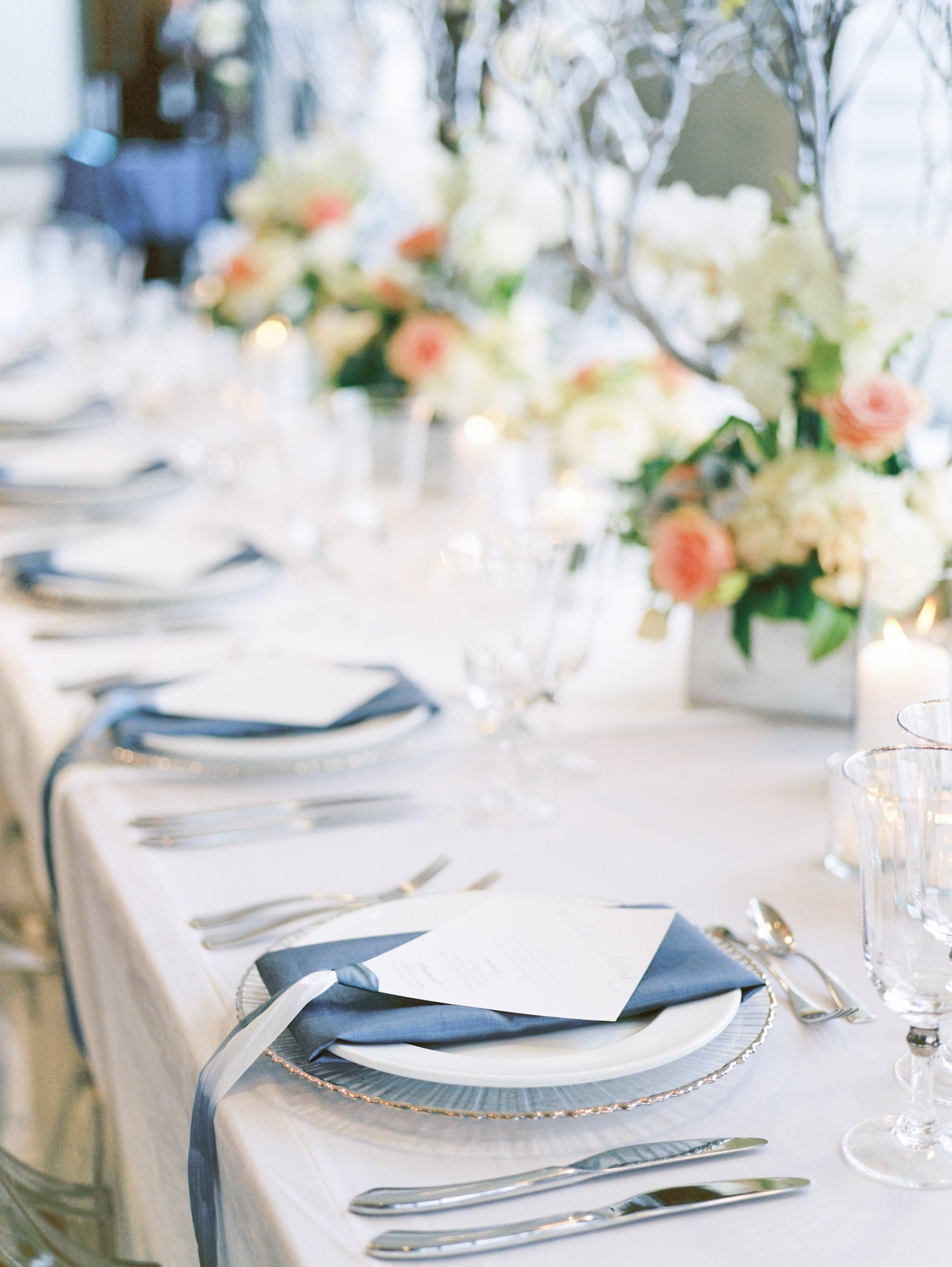 Wedding reception table set up
