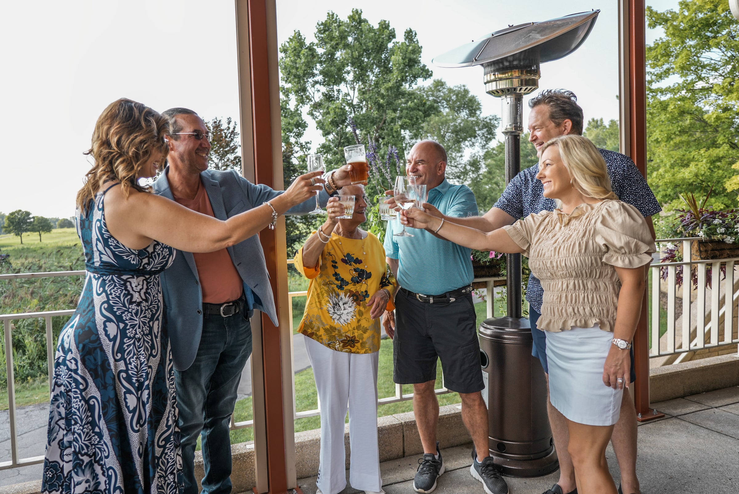 Members raising their glasses