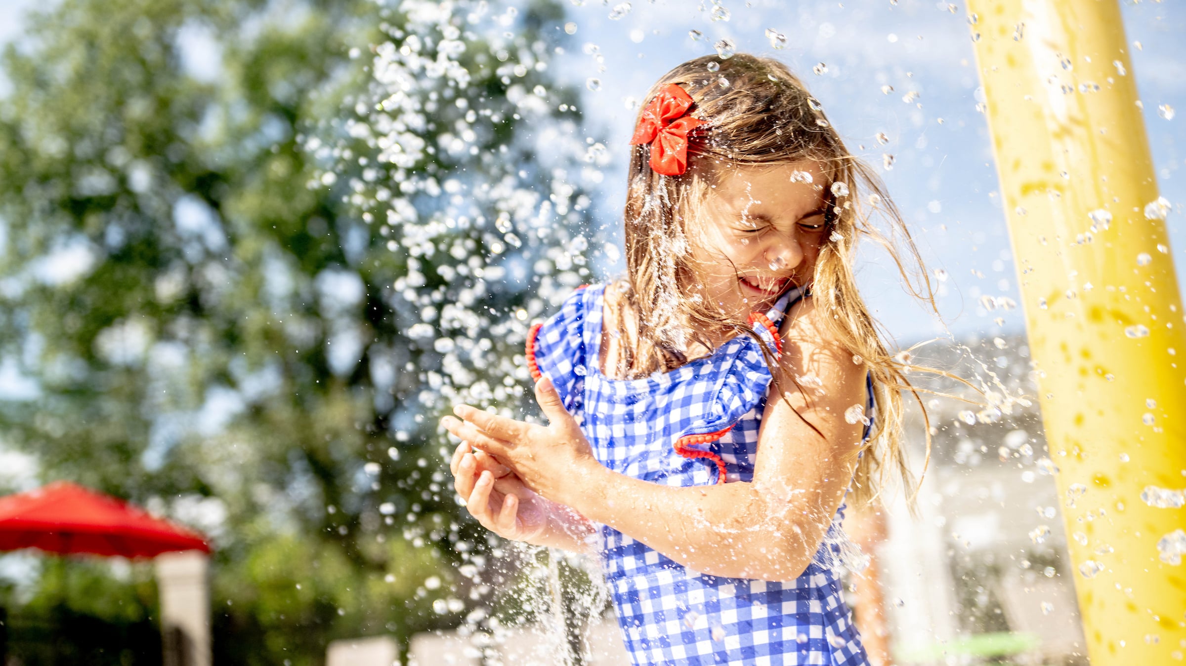 Child splashed with water