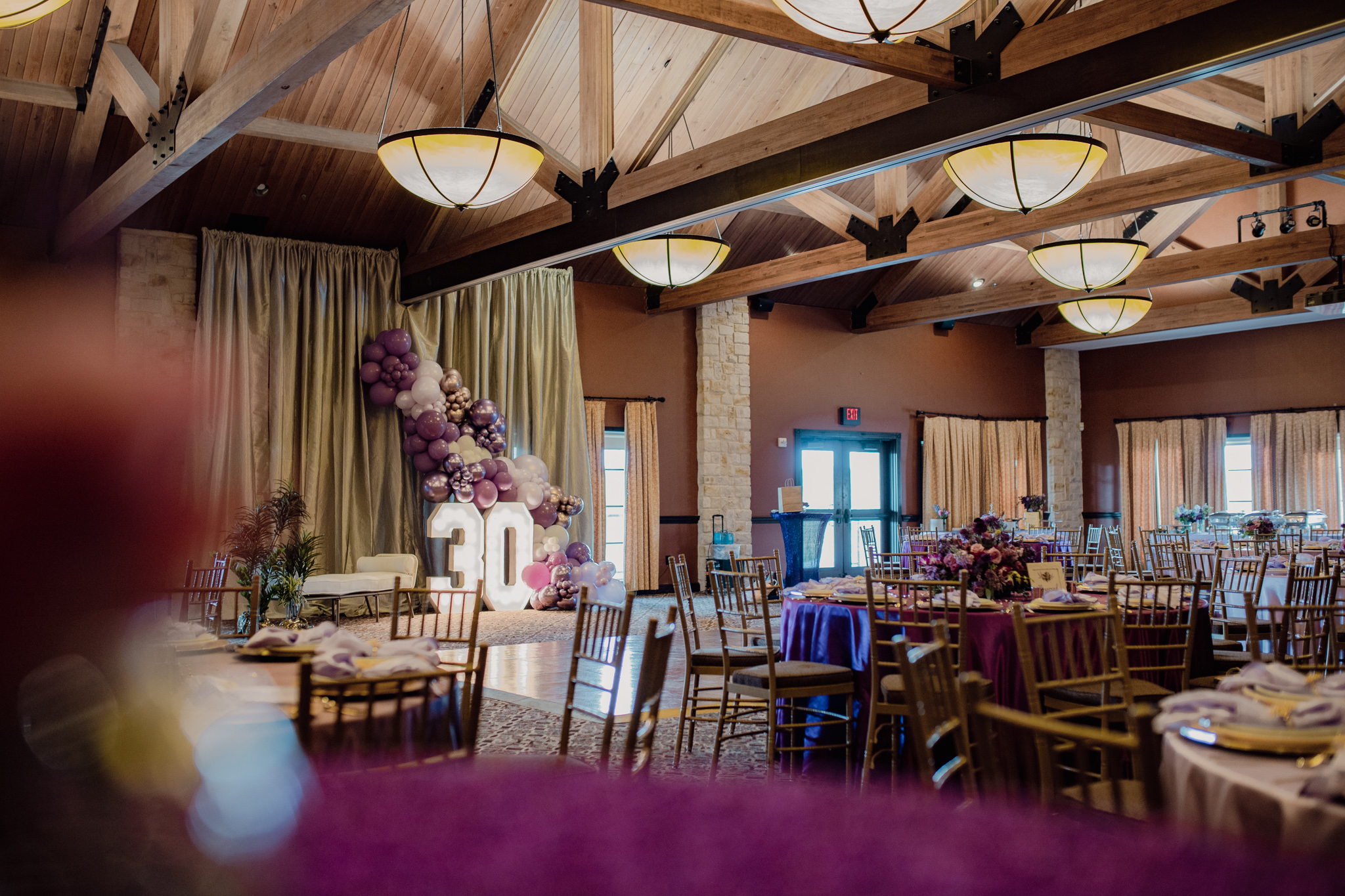 Ballroom decorated for private event
