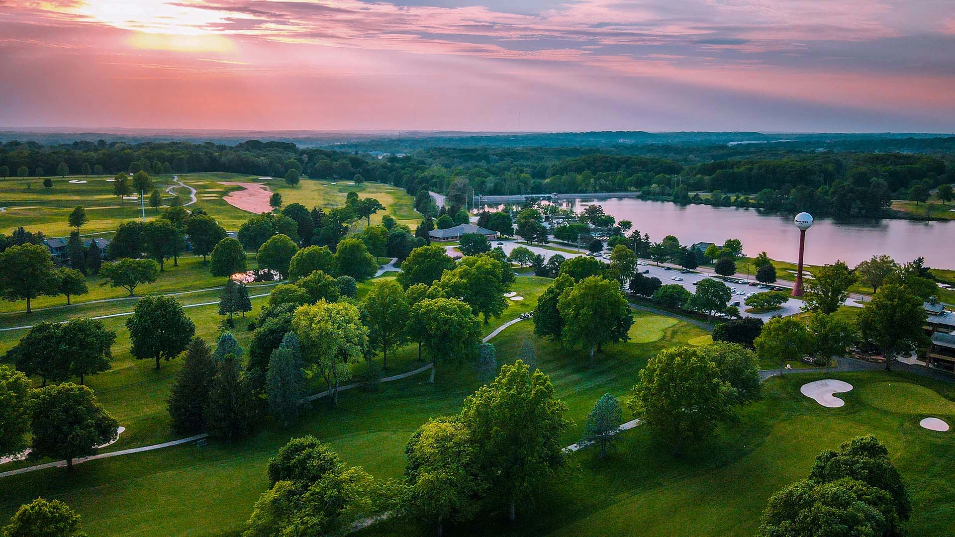 Firestone drone shot during the sunset