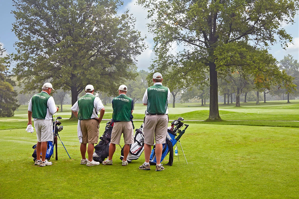 group of club members golfing
