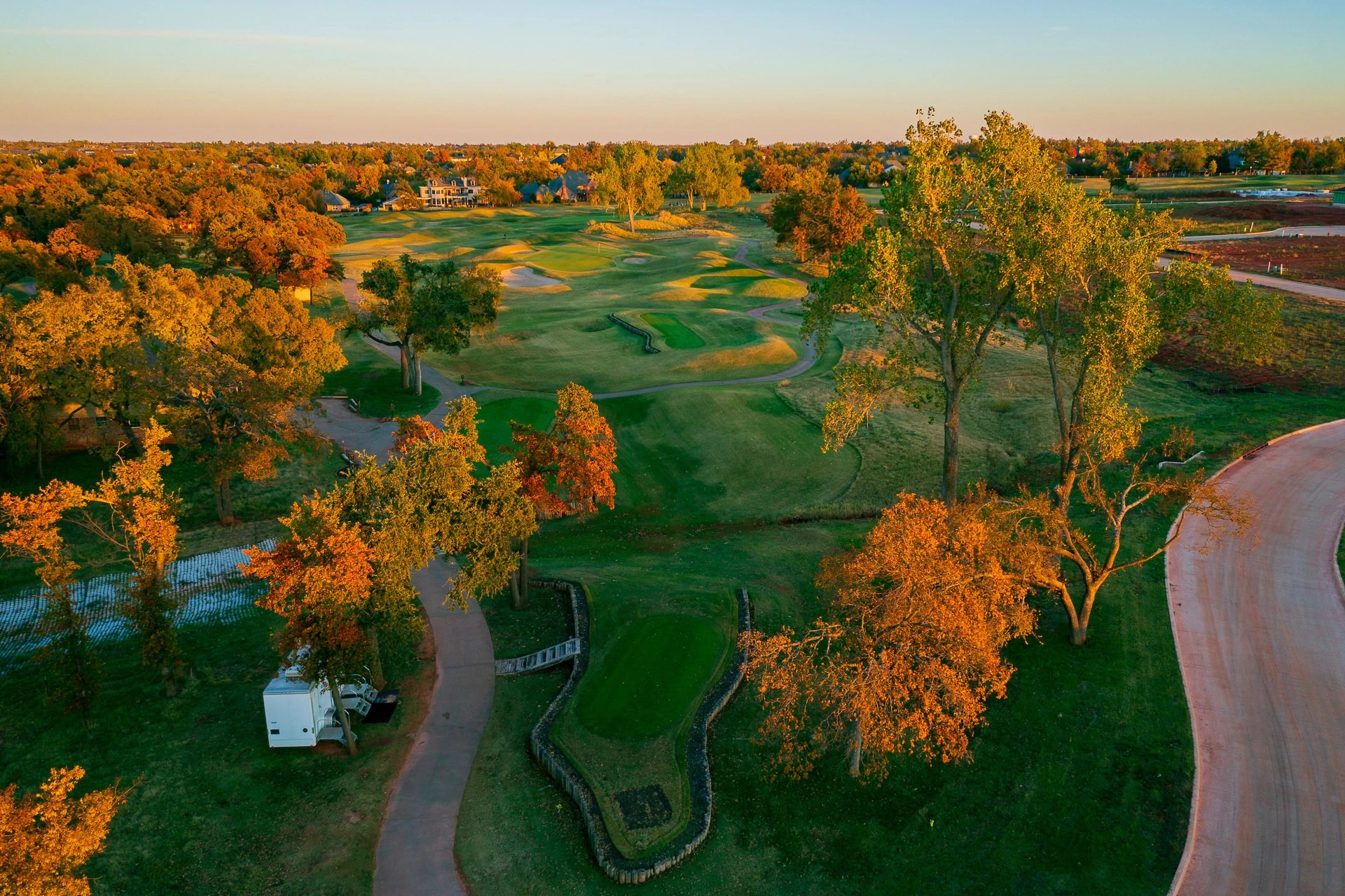 Drone image of the West Course at Oak Tree Country Club in Edmond, OK.