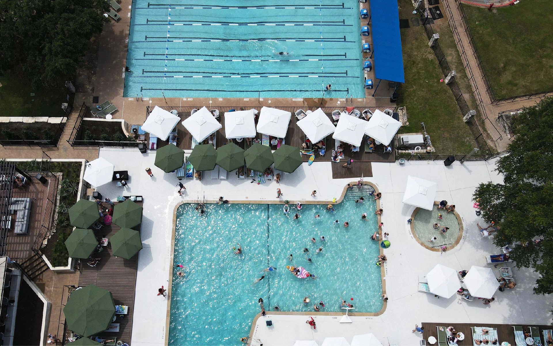 Westlake swimming pool overhead view