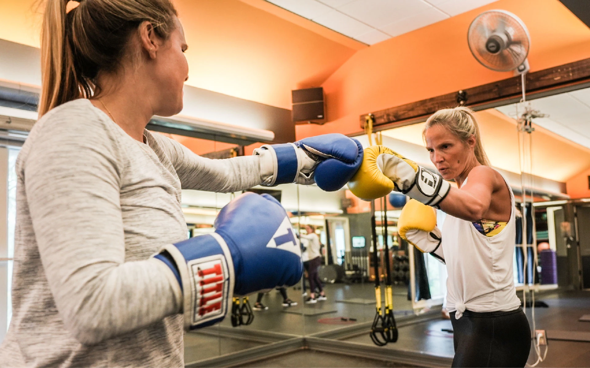 Westlake Country Club members boxing at the fitness center